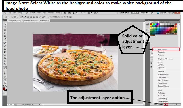 Convert photo background to white of Food photography