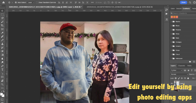 Edit yourself by using photo editing apps