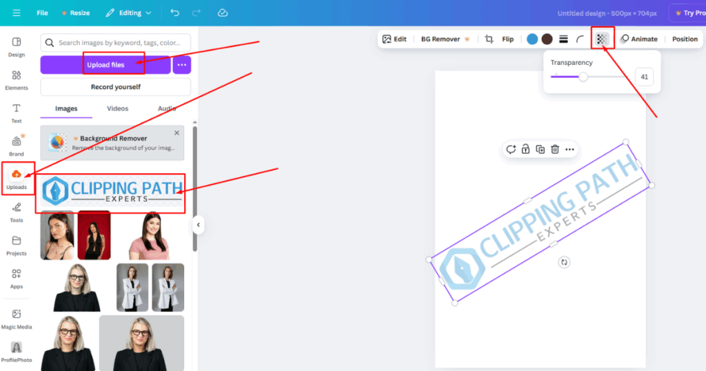 How to upload a logo or image as watermark