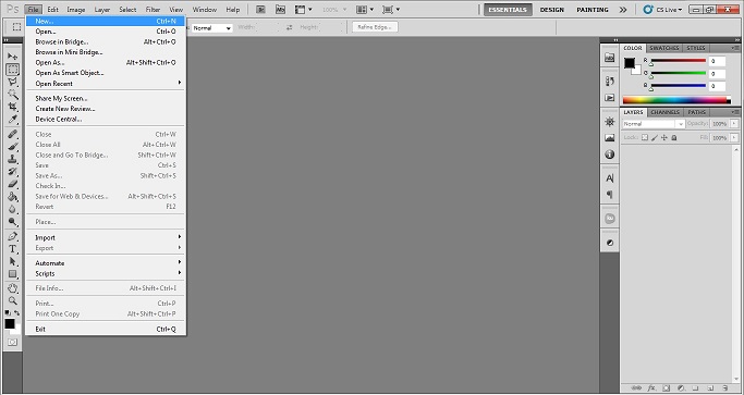 New file Photoshop