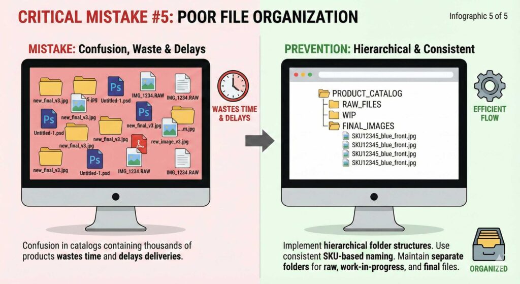 Poor File Organization while doing the retouching of the ecommerce product images