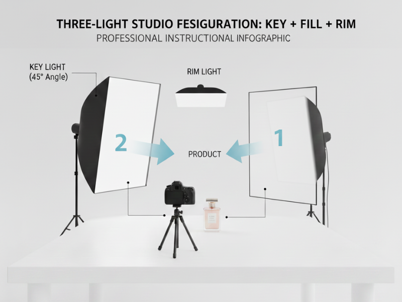 Three-Light Studio setup for product photography