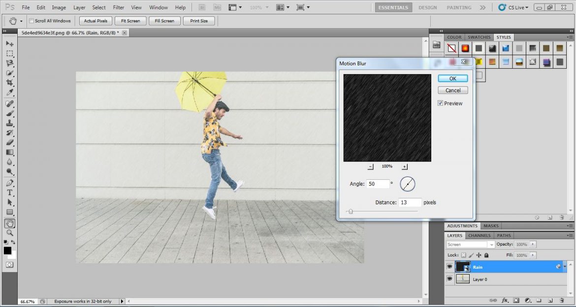 rain effect in photoshop